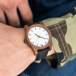 Zegarki męskie: Drewniany zegarek męski classic 43 mm n006
