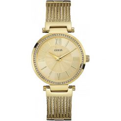 Guess Sukienka Damska Soho W0638L2. Żółte zegarki damskie marki Guess, s, z aplikacjami, bez kołnierzyka, bez rękawów. W wyprzedaży za 530,00 zł.