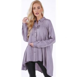 Szara koszula na co dzień oversize 0221. Szare koszule damskie Fasardi, na co dzień, s, bez wzorów, bez kołnierzyka, bez rękawów. Za 149,00 zł.