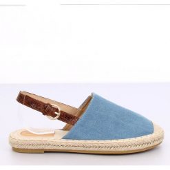 Espadryle z odkrytą piętą niebieskie HH-119 BLUE/CAMEL. Niebieskie espadryle damskie ButyModne, w paski, z tkaniny, bez obcasa. Za 66,01 zł.