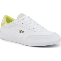 Sneakersy LACOSTE - Court-Master 120 2 Cuj 7-39CUJ0011V05 Wht/Ylw. Białe półbuty damskie Lacoste, na co dzień, bez wzorów, ze skóry ekologicznej, bez obcasa, na płaskiej podeszwie, bez zapięcia. W wyprzedaży za 209,00 zł.