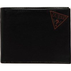 Guess Jeans - Portfel skórzany. Czarne portfele męskie Guess Jeans, z aplikacjami, z poliesteru. W wyprzedaży za 199,90 zł.