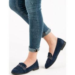 GRANATOWE MOKASYNY Z DŻETAMI. Niebieskie półbuty damskie LAURA MODE. Za 53,00 zł.