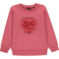Bluza w kolorze jasnoróżowym. Białe bluzy dziewczęce z nadrukiem marki Marc O'Polo Junior, z okrągłym kołnierzem, z długim rękawem. W wyprzedaży za 82,95 zł.