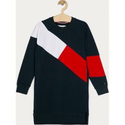 Tommy Hilfiger - Sukienka dziecięca 128-176 cm. Niebieskie sukienki dziewczęce TOMMY HILFIGER, bez wzorów, z elastanu, z długim rękawem, długie, mini, oversize. Za 299,90 zł.