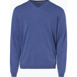 Finshley & Harding - Sweter męski z kaszmiru i jedwabiu, niebieski. Niebieskie swetry klasyczne męskie marki Finshley & Harding, l, z dzianiny. Za 199,95 zł.