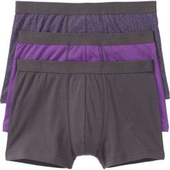 Bokserki (3 pary) bonprix szaro-fioletowy z nadrukiem. Fioletowe bokserki męskie marki bonprix, z nadrukiem. Za 44,97 zł.