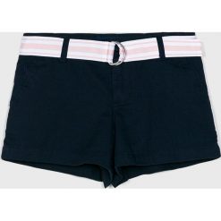 Polo Ralph Lauren - Szorty dziecięce 128-176 cm. Niebieskie spodenki dziewczęce Polo Ralph Lauren, w paski, z bawełny, casualowe. W wyprzedaży za 199,90 zł.