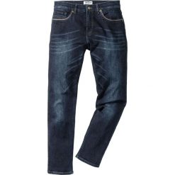 Dżinsy ze stretchem Slim Fit Straight bonprix ciemnoniebieski "used". Niebieskie rurki męskie bonprix, z jeansu. Za 109,99 zł.