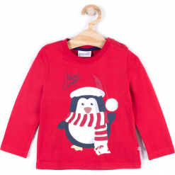 Koszulka. Czerwone t-shirty chłopięce z długim rękawem marki Merry Christmas, z nadrukiem, z elastanu. Za 39,90 zł.