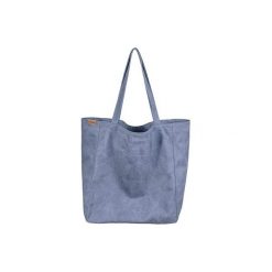 Lazy bag niebieska duża torba z grubej bawełny na zamek. Niebieskie torebki klasyczne damskie marki Hairoo, w paski, z bawełny, duże. Za 195,00 zł.