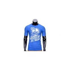 T-shirty męskie: T-SHIRT MĘSKI Z NADRUKIEM S753 – NIEBIESKI