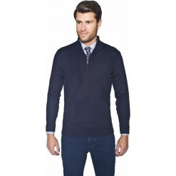 Sweter trevor troyer granatowy. Niebieskie swetry męskie Recman, m, bez wzorów, z bawełny, eleganckie, bez kołnierzyka, bez kaptura. Za 169,99 zł.