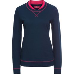 Bluza z podwójnym kołnierzem, długi rękaw bonprix ciemnoniebieski. Niebieskie bluzy damskie marki bonprix, bez wzorów, z długim rękawem, długie, bez kaptura. Za 49,99 zł.