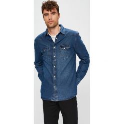 Wrangler - Koszula. Szare koszule męskie jeansowe Wrangler, l, z klasycznym kołnierzykiem, z długim rękawem. Za 259,90 zł.