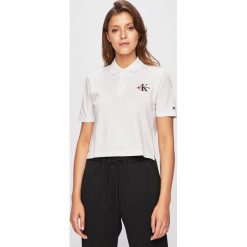 Calvin Klein Jeans - Top. Białe bluzki damskie Calvin Klein Jeans, s, z aplikacjami, z bawełny, bez kołnierzyka. W wyprzedaży za 149,90 zł.