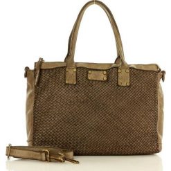 Marco mazzini torebka skórzana italian vintage satchel beżowa taupe. Brązowe torebki klasyczne damskie MAZZINI, w paski, ze skóry, klasyczne, bez dodatków. W wyprzedaży za 519,00 zł.