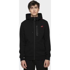 Bluza męska BLM076 - głęboka czerń. Bluzy męskie s, bez wzorów, z dzianiny, z kapturem, bez rękawów, z kapturem. W wyprzedaży za 129,99 zł.