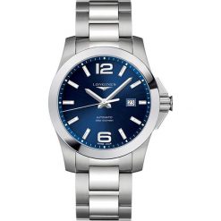 LONGINES Conquest L3.778.4.96.6. Niebieskie zegarki męskie marki LONGINES, ze stali. Za 4260,00 zł.