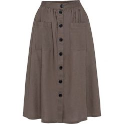 Spódnica lniana z guzikami bonprix brązowy. Pomarańczowe spódniczki damskie bonprix, na lato, bez wzorów, plisowane. Za 129,99 zł.