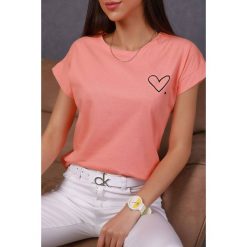 T-shirt damski ALDEORA ORANGE. Pomarańczowe bluzki damskie IVET, z nadrukiem, bez kołnierzyka. W wyprzedaży za 19,00 zł.