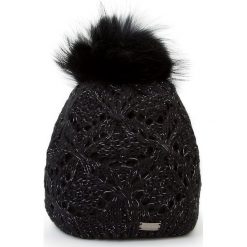 Czapka damska 87-HF-004-1. Czarne czapki zimowe damskie Wittchen, na zimę, w ażurowe wzory, z dzianiny. Za 89,00 zł.