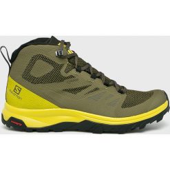 Salomon - Buty wysokie. Zielone buty trekkingowe męskie marki Salomon, z gumy, na sznurówki, outdoorowe. Za 639,90 zł.