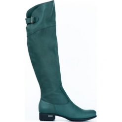 Kozaki - skóra naturalna - model 128 - kolor zielony. Zielone kozaki damskie Zapato, na co dzień, na zimę, z jeansu, eleganckie, przed kolano, na wysokim obcasie, na obcasie, bez zapięcia. W wyprzedaży za 367,50 zł.