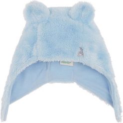 Czapka w kolorze błękitnym. Niebieskie czapeczki niemowlęce Benetton Kids, bez wzorów, z polaru. W wyprzedaży za 35,95 zł.