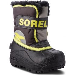 Śniegowce SOREL - Toddler Snow Commander NL1877 Dark Grey/Warning Yellow 090. Szare śniegowce chłopięce Sorel, bez zapięcia. W wyprzedaży za 189,00 zł.
