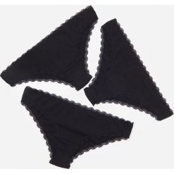 Bawełniane majtki z koronką 3 pack - Czarny. Czarne majtki damskie House, xs, z bawełny. Za 39,99 zł.