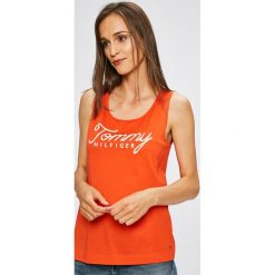 Tommy Hilfiger - Top Dana. Szare bluzki damskie TOMMY HILFIGER, s, z nadrukiem, z bawełny, casualowe, z okrągłym kołnierzem, bez rękawów. W wyprzedaży za 89,90 zł.