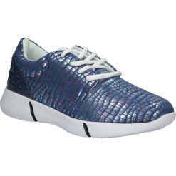 Sportowe casu l43506. Niebieskie buty sportowe damskie Casu, bez wzorów, z materiału, eleganckie. W wyprzedaży za 29,99 zł.