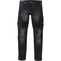 Dżinsy ze stretchem w stylu biker Slim Fit Straight bonprix czarny "stone". Czarne jeansy męskie bonprix, m, bez wzorów. Za 124,99 zł.