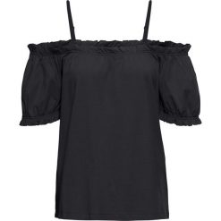 Shirt z odkrytymi ramionami bonprix czarny. Czarne koszulki damskie bonprix, bez wzorów, bez kołnierzyka. Za 44,99 zł.