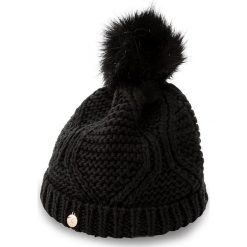 Czapka GUESS - Not Coordinated Wool AW6801 WOL01 M BLA. Czarne czapki zimowe damskie marki Guess, z aplikacjami, z materiału. Za 169,00 zł.