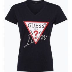 Guess Jeans - T-shirt damski, niebieski. Niebieskie t-shirty damskie Guess Jeans, s, z nadrukiem, z jeansu, bez kołnierzyka. Za 159,95 zł.