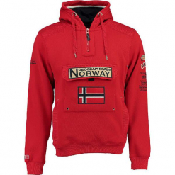 Bluza "Gymclass" w kolorze czerwonym. Czerwone bluzy męskie rozpinane marki Geographical Norway Men, m, z haftami. W wyprzedaży za 136,95 zł.