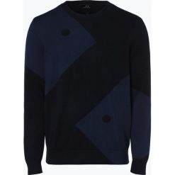 Armani Exchange - Sweter męski, niebieski. Niebieskie swetry klasyczne męskie marki Armani Exchange, m, z dzianiny, klasyczne, z klasycznym kołnierzykiem. Za 449,95 zł.