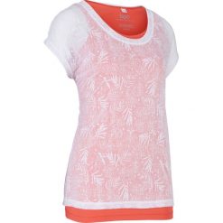 Shirt sportowy 2 w 1, krótki rękaw bonprix koralowo-biały. Czerwone bluzki sportowe damskie bonprix, bez wzorów, bez kołnierzyka, z krótkim rękawem, krótkie, bez kaptura. Za 99,99 zł.