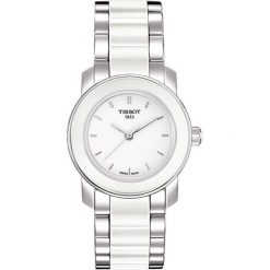 PROMOCJA ZEGAREK TISSOT T- LADY T064.210.22.011.00. Białe zegarki damskie TISSOT, ceramiczne. W wyprzedaży za 1452,00 zł.
