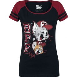 Tom & Jerry Best Friends Forever Koszulka damska czarny/ciemnoczerwony. Czarne bluzki z odkrytymi ramionami marki Tom & Jerry, s, z aplikacjami, vintage, z okrągłym kołnierzem. Za 79,90 zł.