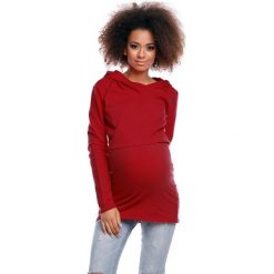 Bluza do karmienia bawełniana bordo. Bluzy damskie e-margeritka.pl, s, bez wzorów, z bawełny, z długim rękawem, długie, z kapturem. Za 99,99 zł.