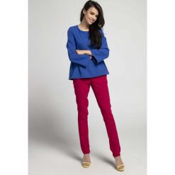 Kobaltowa Bluzka Oversize Zapinana na Plecach. Niebieskie bluzki damskie Molly.pl, s, bez wzorów, z jeansu, eleganckie, z dekoltem na plecach, bez rękawów. Za 115,90 zł.