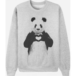 Bluza "Love Panda" w kolorze szarym. Szare bluzy damskie Wooop, xl, z nadrukiem, bez rękawów, bez kaptura. W wyprzedaży za 87,95 zł.