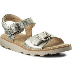 Sandały CLARKS - Crown Bloom 261310606 Silver Leather. Szare sandały dziewczęce Clarks, ze skóry, bez zapięcia. W wyprzedaży za 139,00 zł.