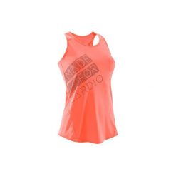Top fitness kardio 120 damski. Czerwone bluzki sportowe damskie marki DOMYOS, z elastanu. W wyprzedaży za 19,99 zł.