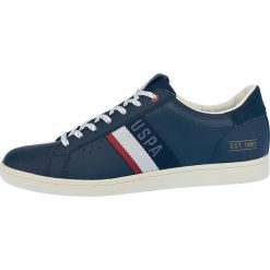 U.S. POLO ASSN. tenisówki męskie Owen 43 ciemnoniebieskie. Niebieskie trampki męskie U.S. Polo Assn., bez wzorów, ze skóry, bez zapięcia. W wyprzedaży za 189,00 zł.