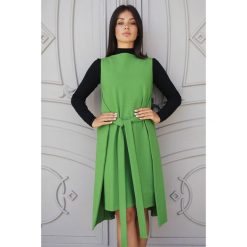 Sukienka tunika bez rękawów - limonkowa. Sukienki damskie BE, s, bez wzorów, z elastanu, z golfem, bez rękawów, koszulowe. Za 189,00 zł.