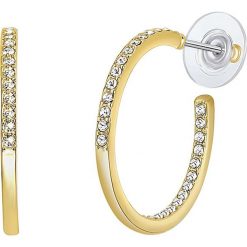 Pozłacane kolczyki-półkreole z kryształami Swarovski. Żółte kolczyki damskie Highstreet Jewels, Runway & Co., z kryształem, złote. W wyprzedaży za 79,95 zł.